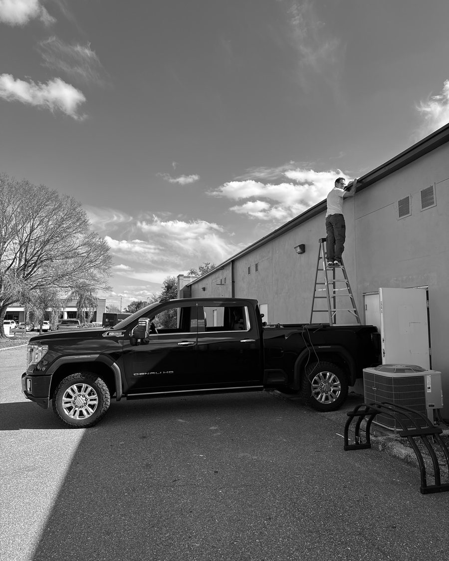 An iMS truck on site, running an exterior drop