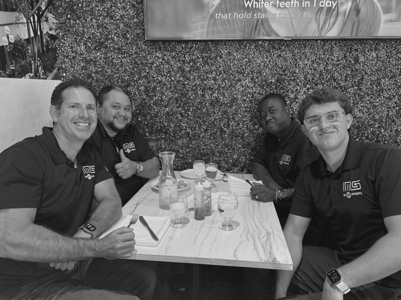 Four members of the iMS team at lunch